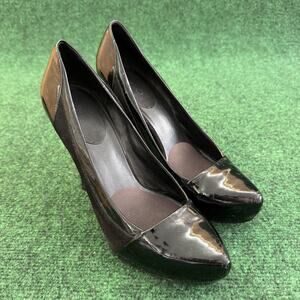 ALDO Black Leather Pumps Stiletto High Heels Closed Toe Made in Brazil Size 40